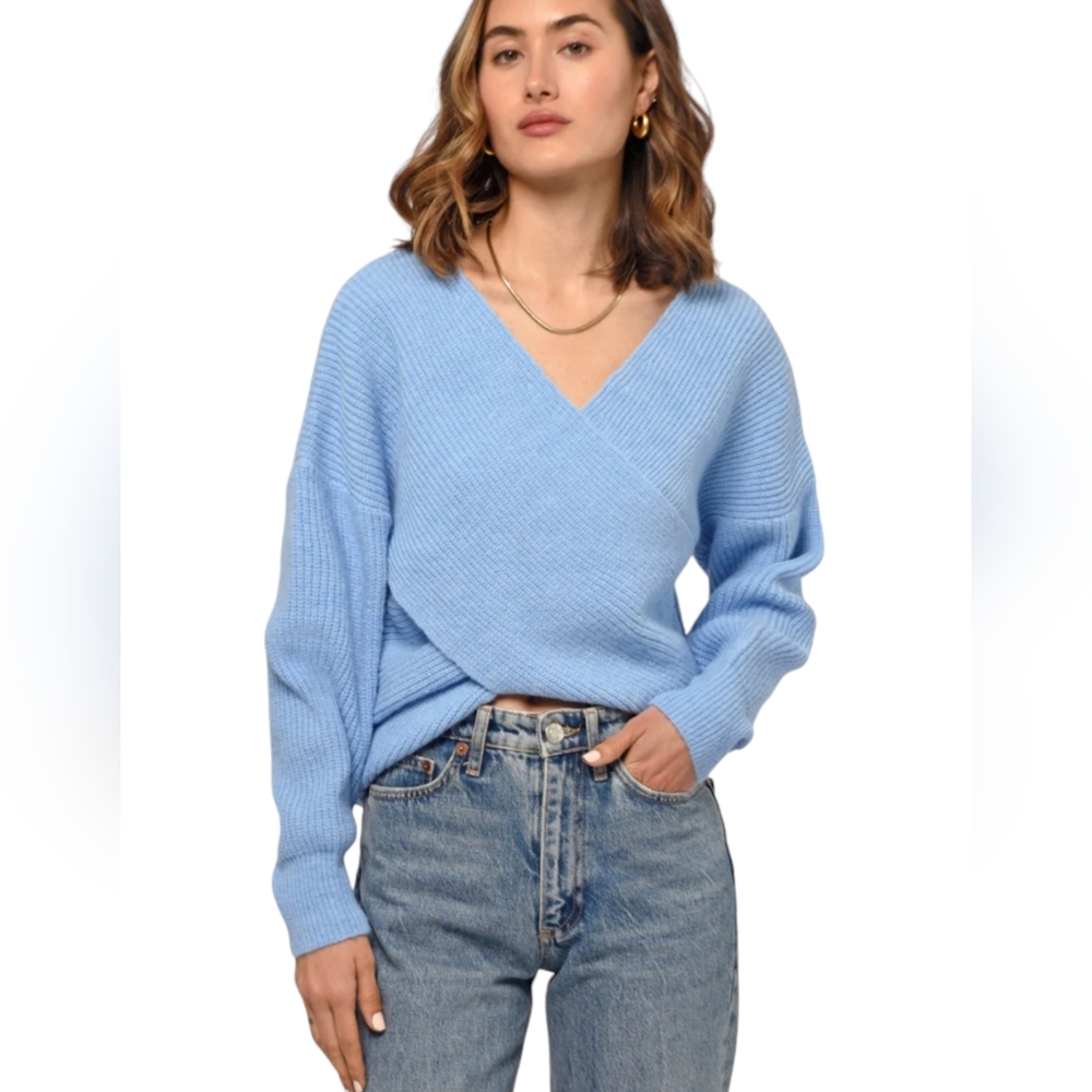 GREYLIN Rina Cross Front Cozy Sweater‎ Blue Womens  Size M Medium NWT